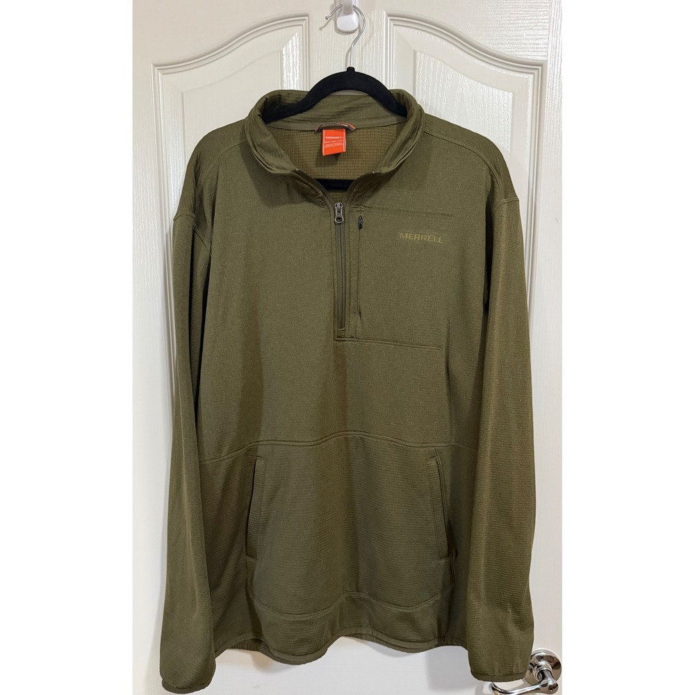 Merrell Pullover Green 1/4 Zip Long Sleeve Hiking Outdoor Top Men's XXL